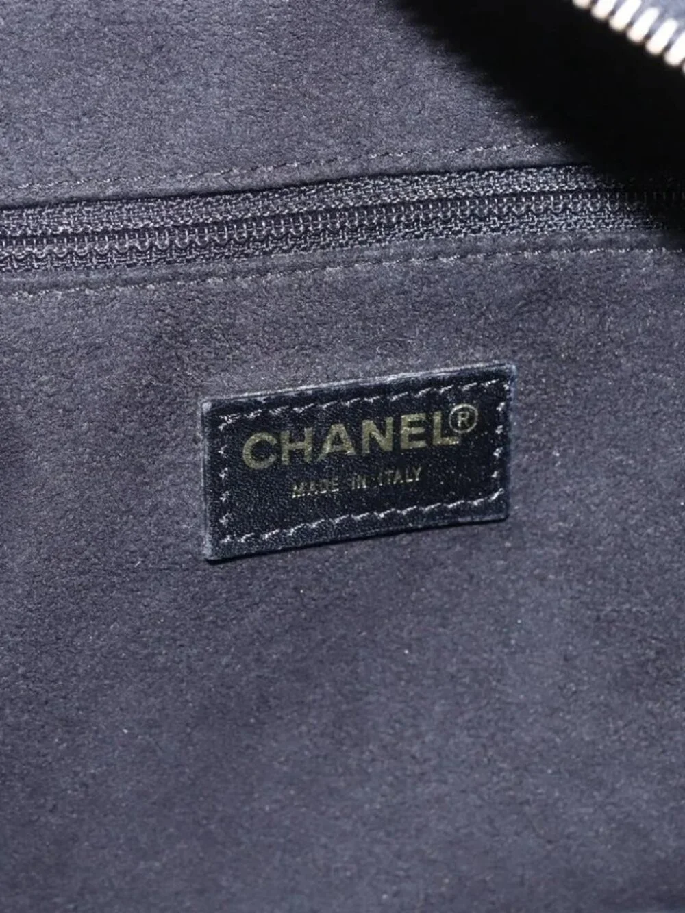 CHANEL Choco Bar Hand Bag Cotton Black Gold CC Auth 158843